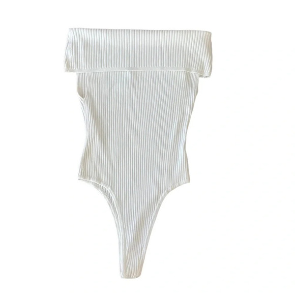 Free People Too Good Ribbed Knit Bodysuit, Size Large, Very Faint Spot On Back - Picture 3 of 6